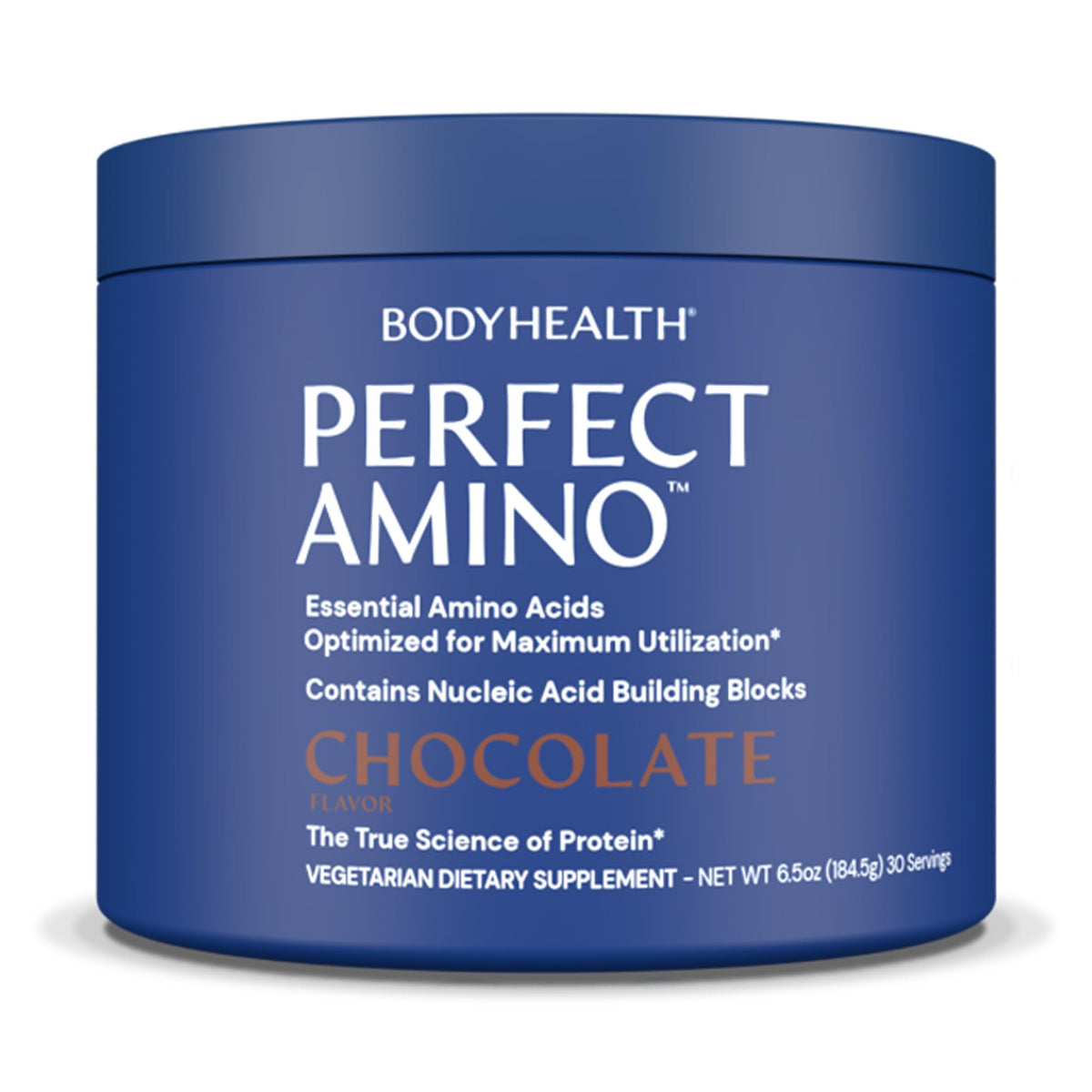 BodyHealth PerfectAmino en poudre pré-entraînement chocolat, énergie potentielle pour démarrer votre séance.
