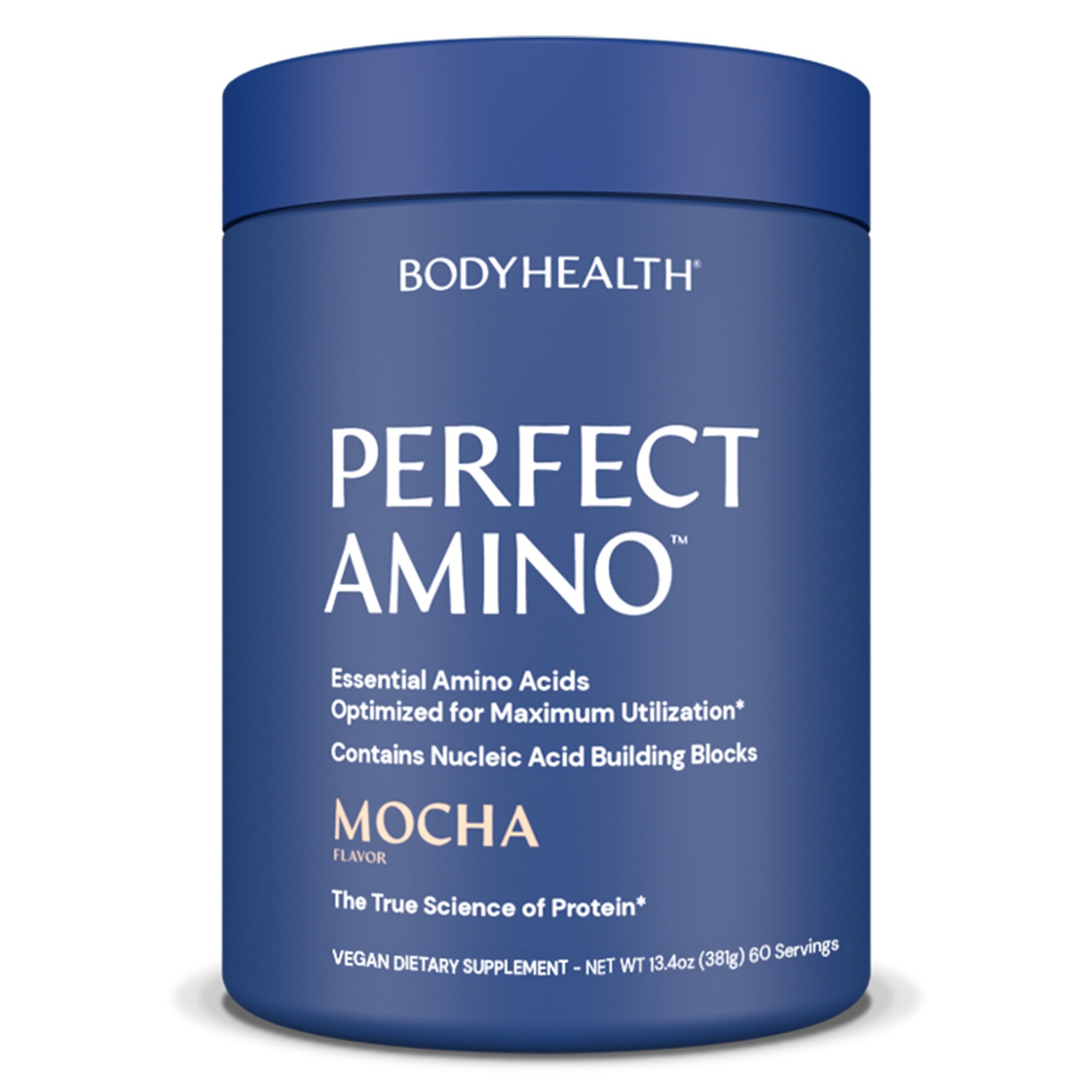 BodyHealth PerfectAmino Poudre pré-entraînement pour énergie et récupération potentielles.
