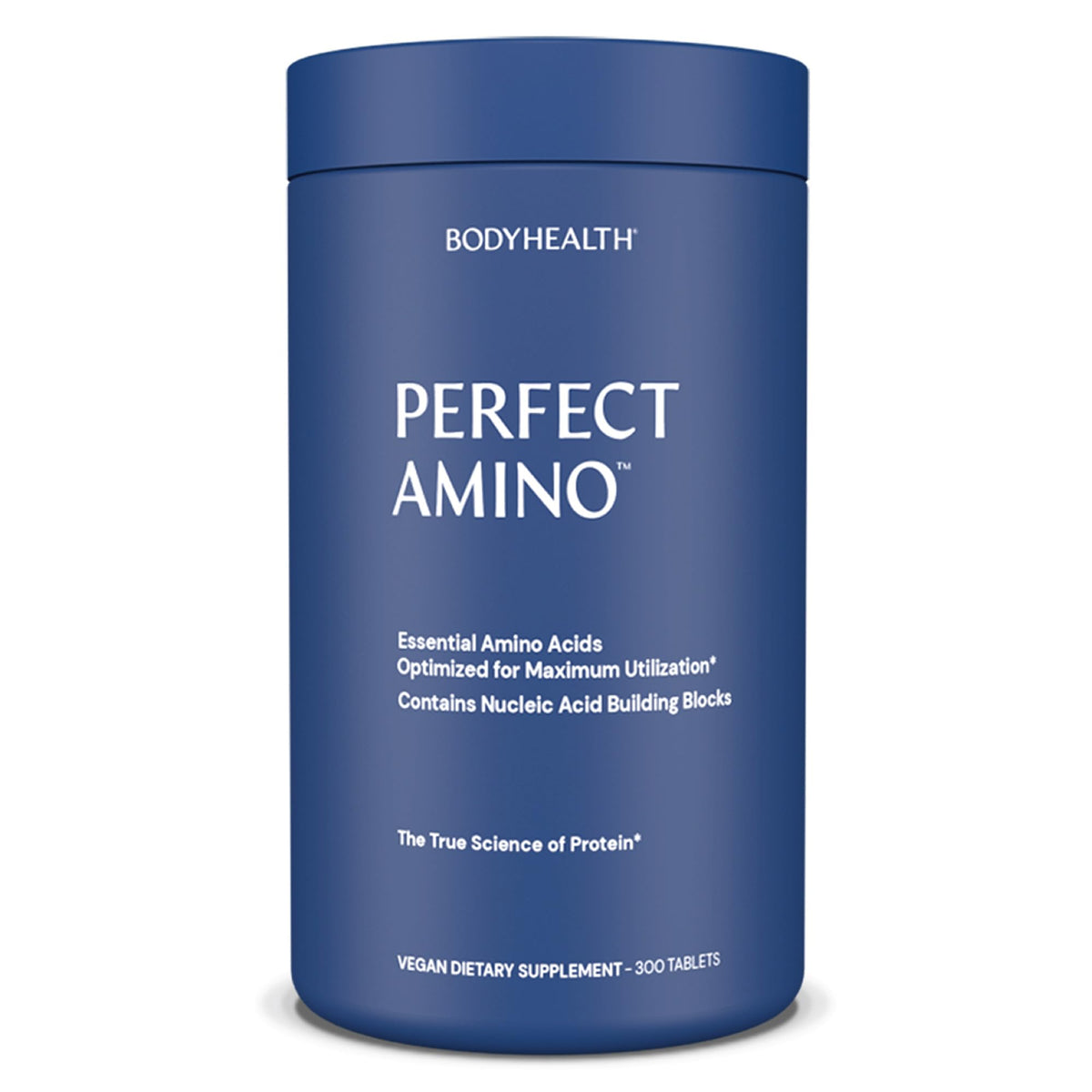 BodyHealth PerfectAmino tablettes dans l'emballage, soutien potentiel à la récupération musculaire.