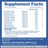 BodyHealth Probiotique – étiquette montrant 11 souches pour l'équilibre intestinal