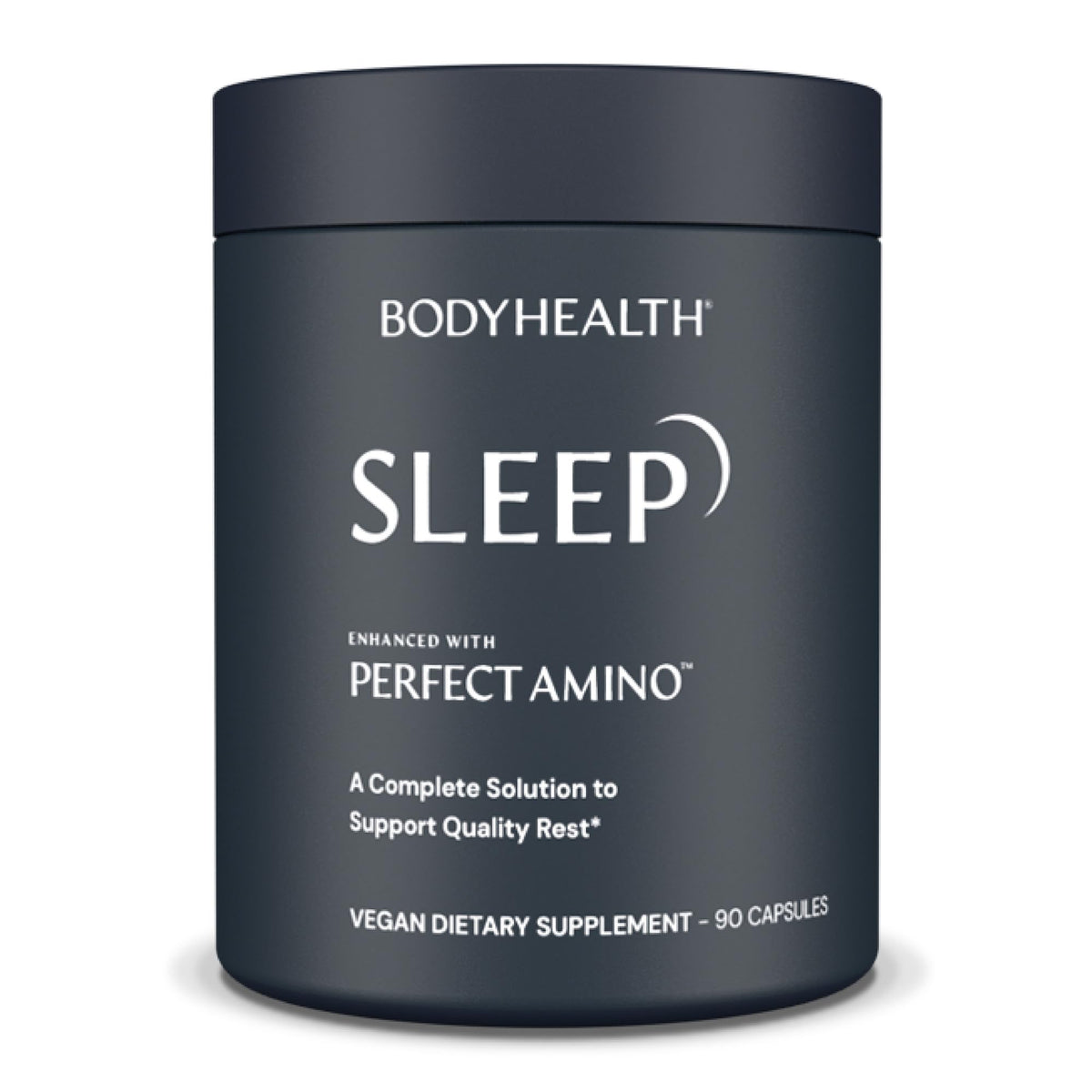 BodyHealth Sommeil – une bouteille vue en détail, suggérant une routine nocturne apaisante.
