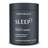 BodyHealth Sommeil – une bouteille vue en détail, suggérant une routine nocturne apaisante.