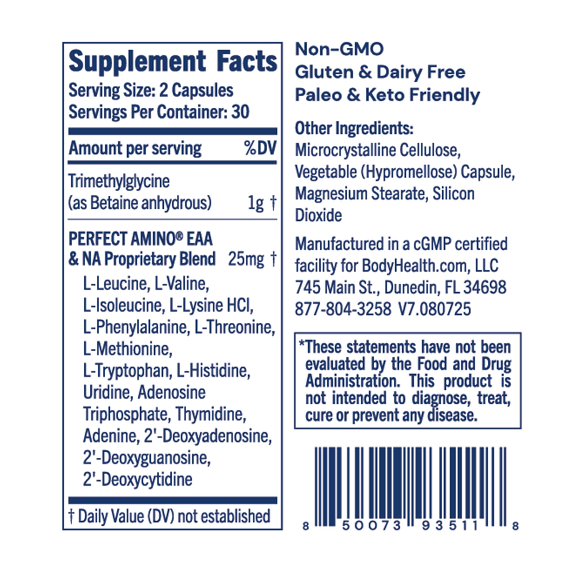BodyHealth TMG 1000mg – capsules, dosage quotidien facilité