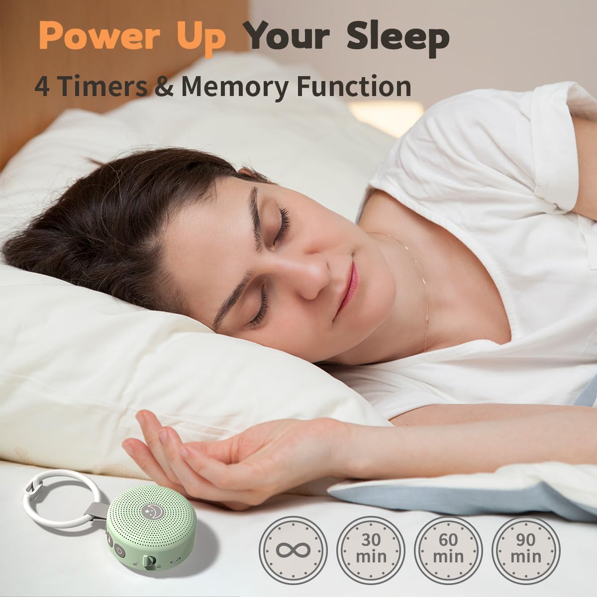 BodyHush mini-minuterie et mémoire, usage nuit et sieste sans réinitialisation.