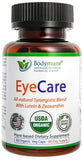 Bodymune EyeCare – étiquette montrant les informations et ingrédients organiques.