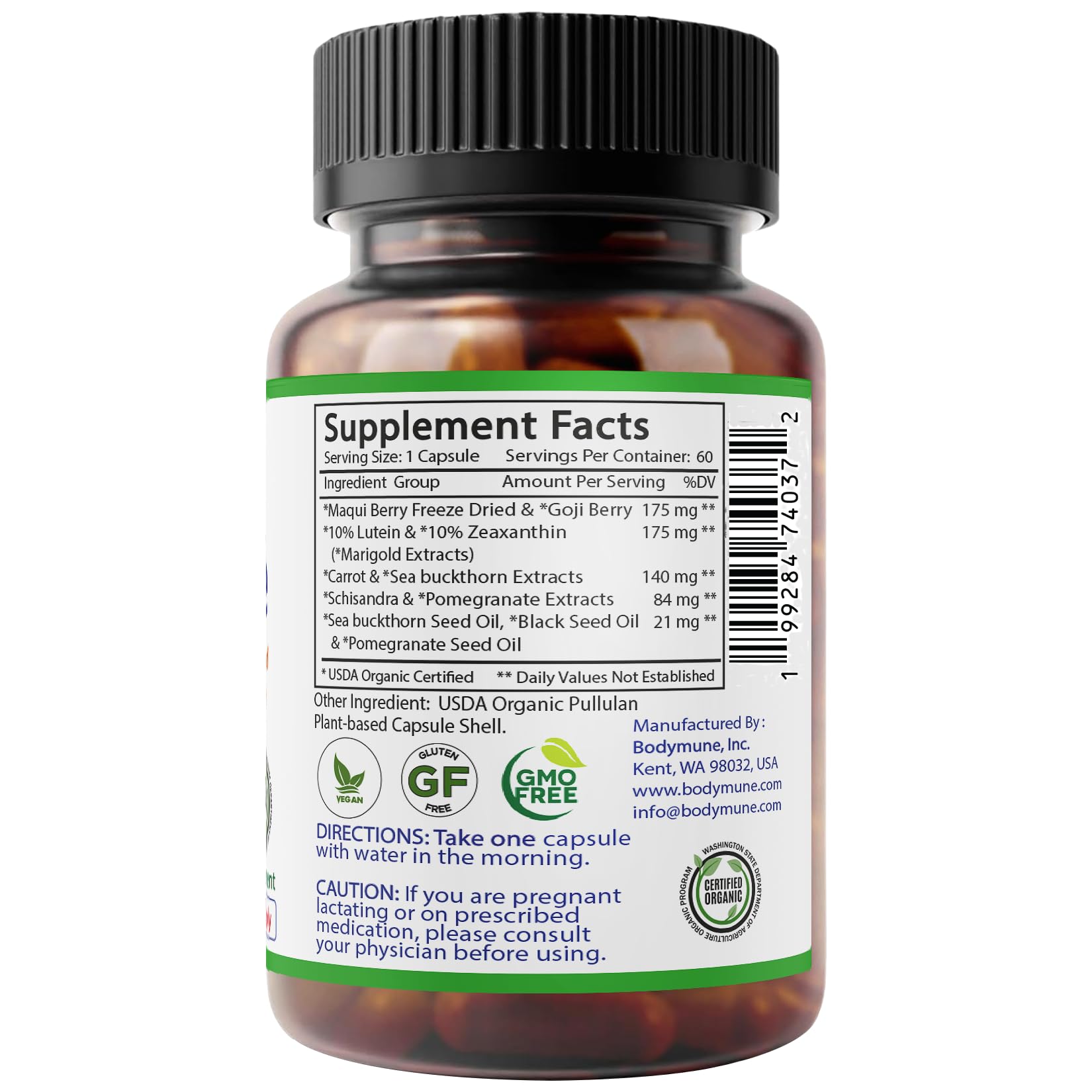 Bodymune EyeCare – ingrédients organiques et nutriments pour une routine visuelle.