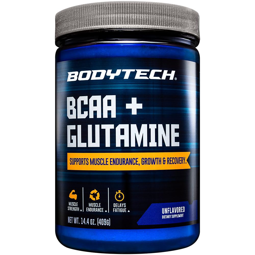 Poudre BODYTECH BCAA + Glutamine dans le pot, récupération facilitée après entraînement