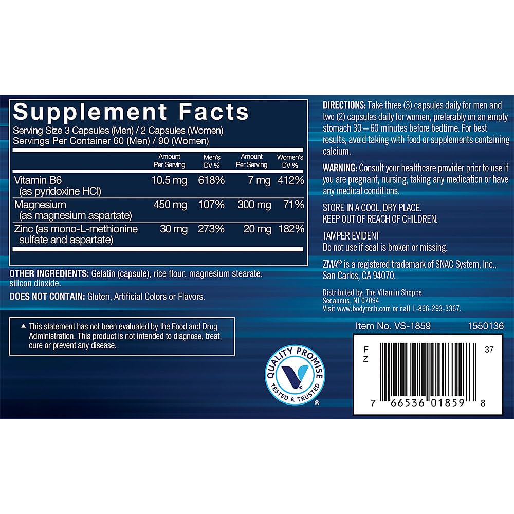 BODYTECH ZMA - etiquette en gros plan, détail sur l'étiquette et l'utilisation potentielle.