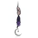 Pendentif voiture Boho Garden lune rose-quartz, harmonise l'ambiance des trajets.