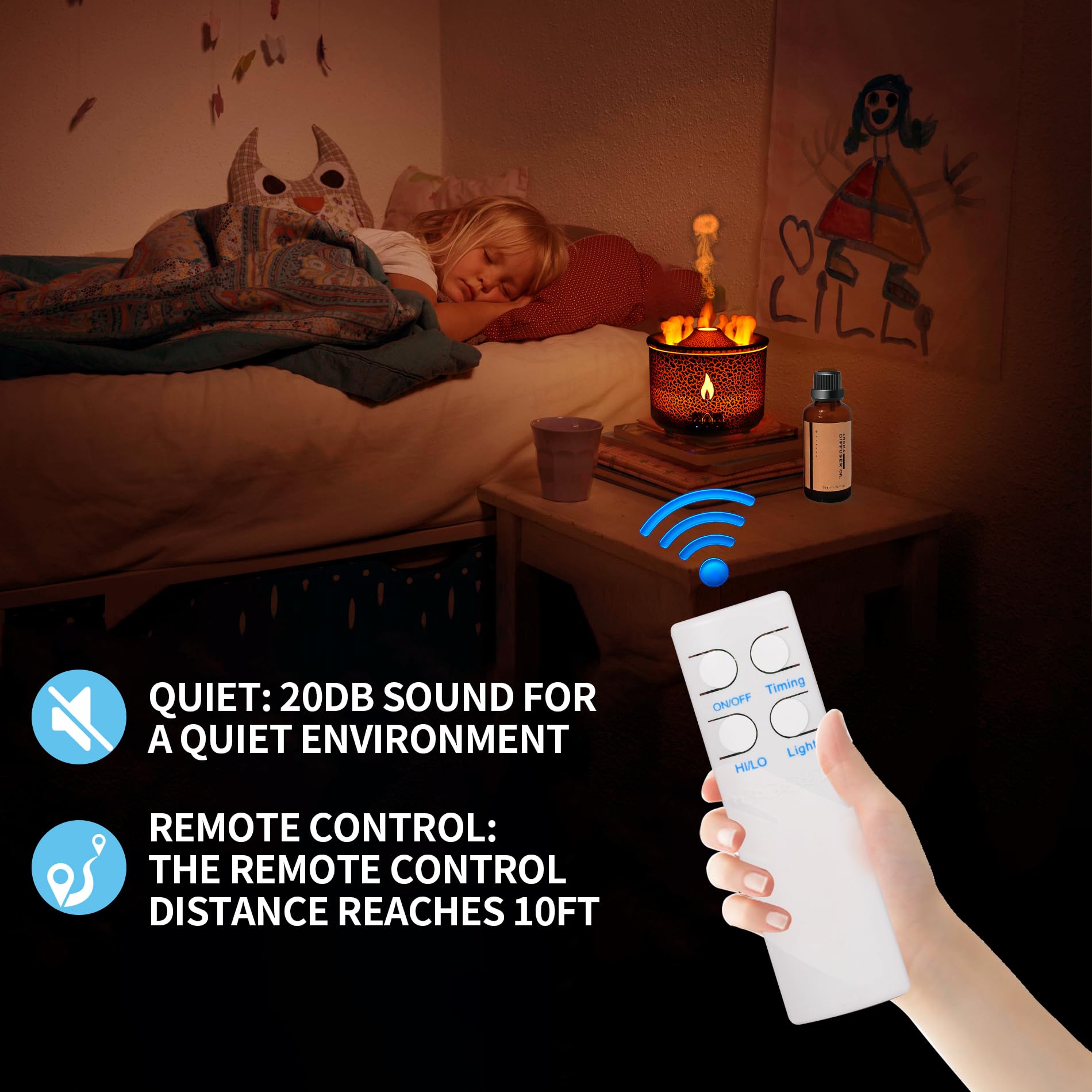 BOHOFAM Diffuseur, brume silencieuse pour une atmosphère tranquille.