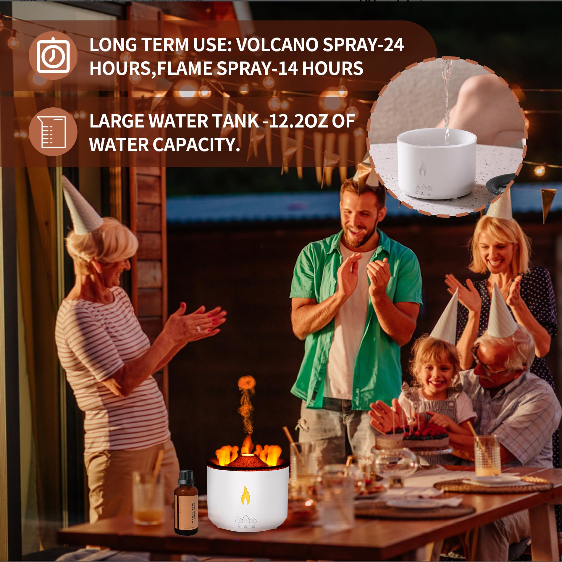 BOHOFAM humidificateur 360 ml – diffusion longue durée pour un air équilibré