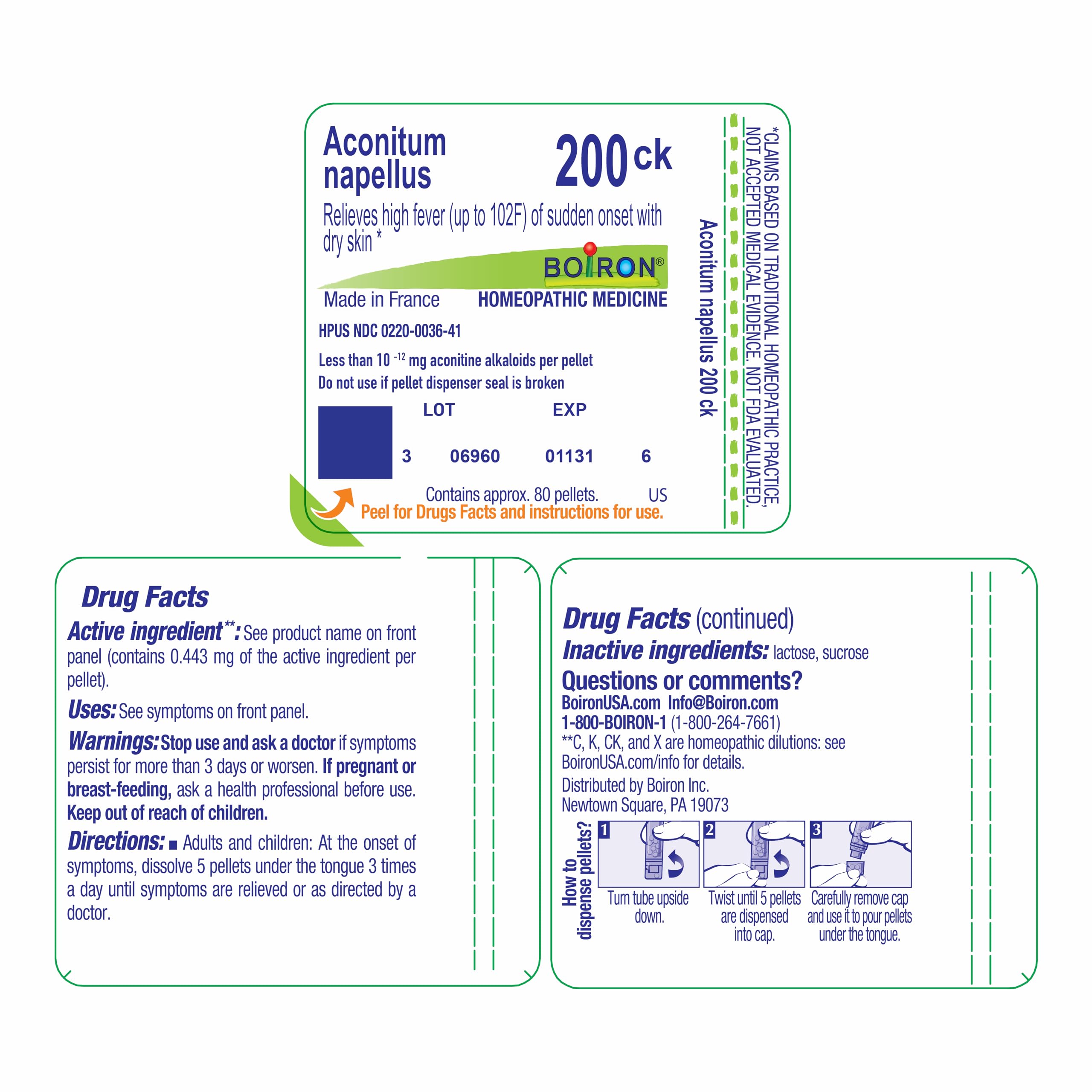 Boiron Aconitum Napellus 200CK – tube dispensateur pratique