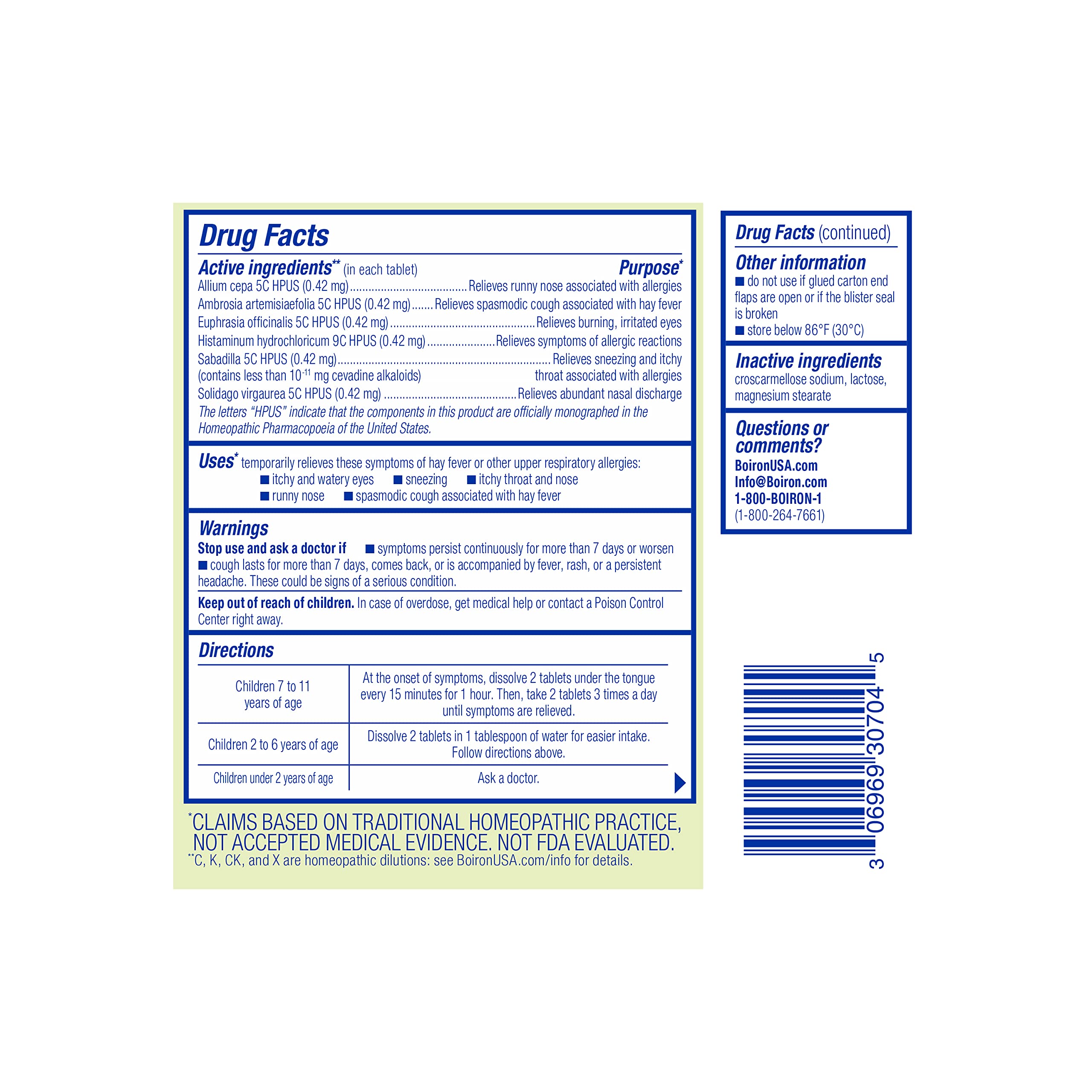 Boiron AllergyCalm Kids conforme aux normes cgmp et hpus