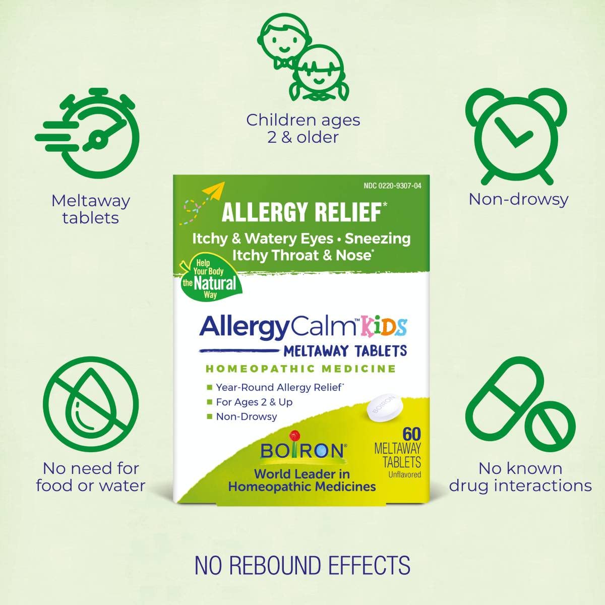 Formulation sans colorants ni arômes artificiels Boiron AllergyCalm Kids