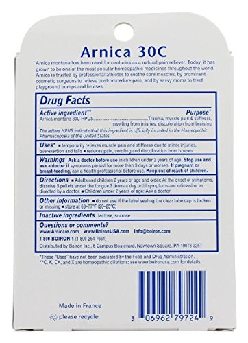 Boiron Arnica 30c granules à dissoudre, usage rapide et pratique après blessure légère.