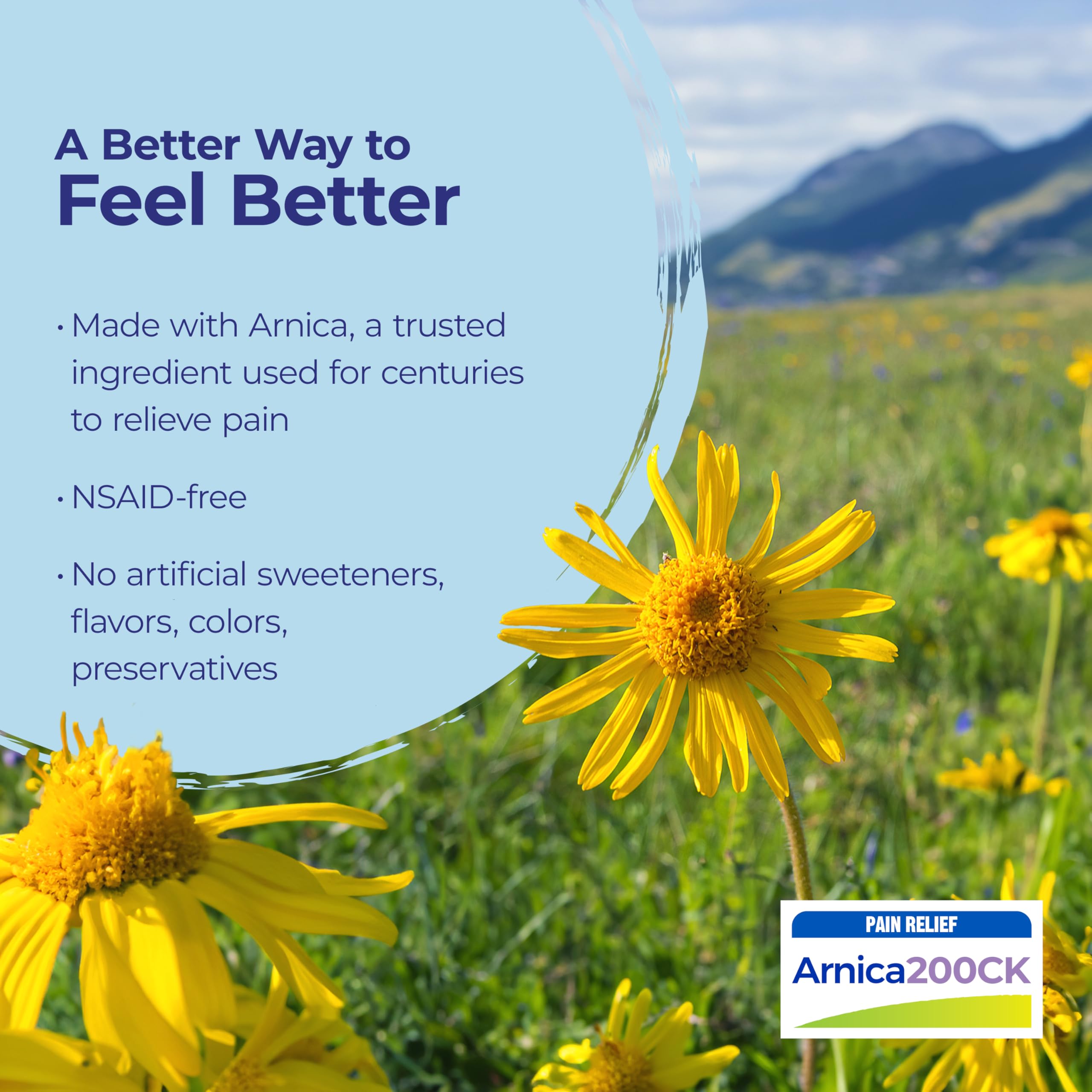 Étiquette Boiron Arnica Montana 200CK, sans somnolence et sans interactions.
