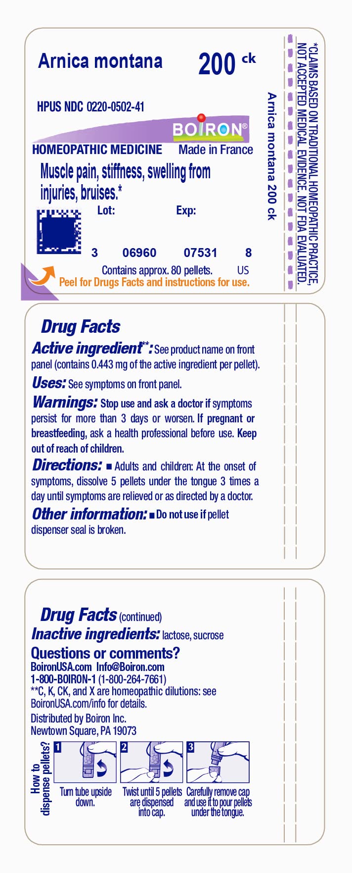 Boiron Arnica Montana 200CK – format tube multi-doses pratique pour la pharmacie maison.