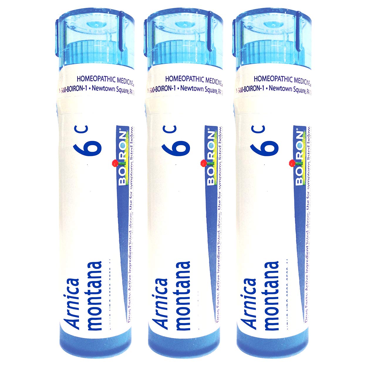 Boiron Arnica Montana 6C, granules dissolubles visibles dans le pack, usage post-blessure possible