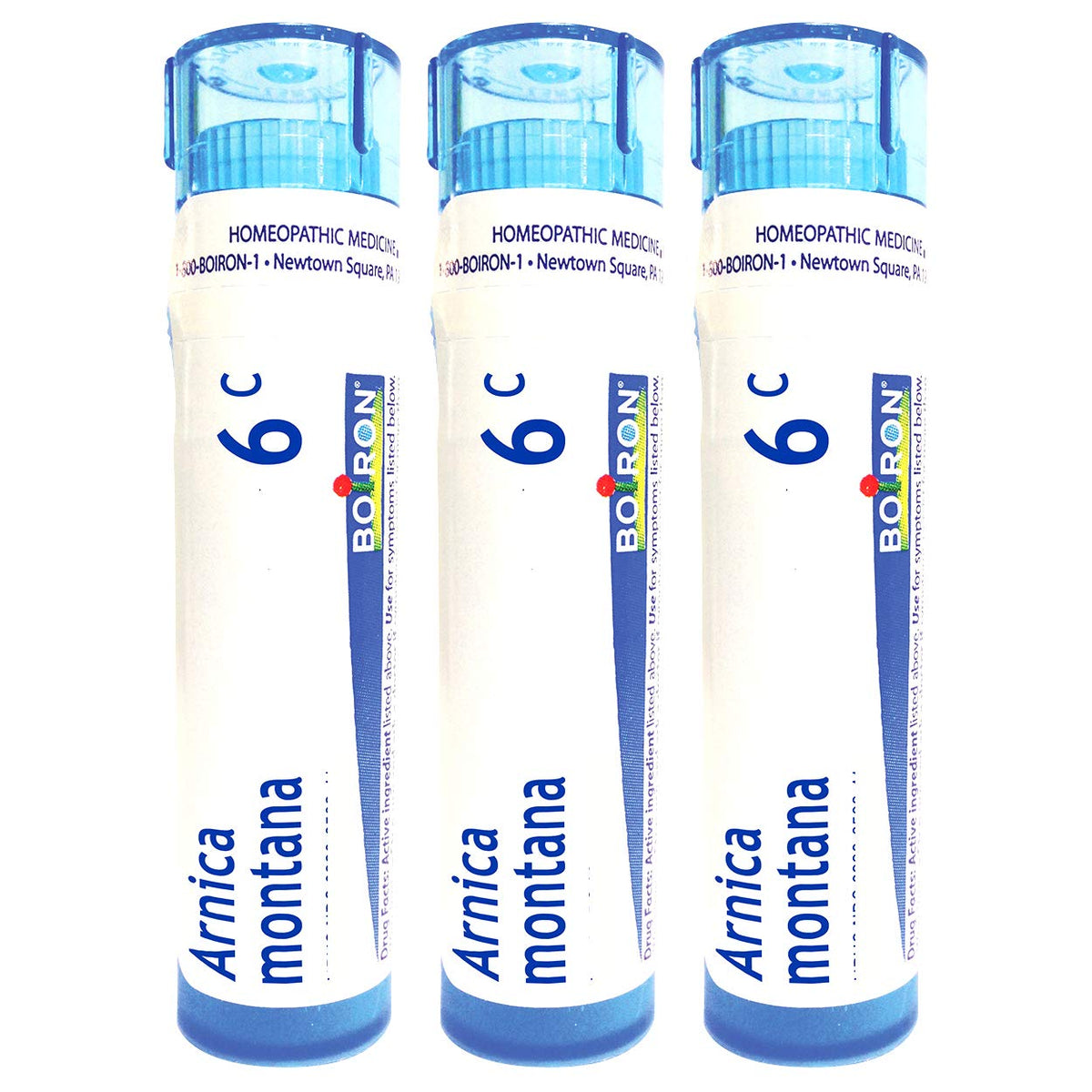 Boiron Arnica Montana 6C, granules dissolubles visibles dans le pack, usage post-blessure possible