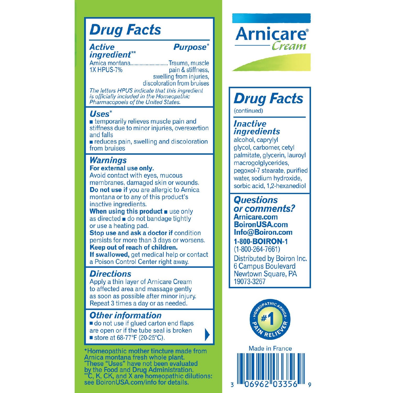 Boiron Arnica Crème – emballage pratique de 75 ml.