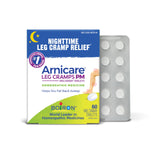 Boiron Arnicare Leg Cramps PM – bouteille du produit prête à l’usage et potentielle aide nocturne.