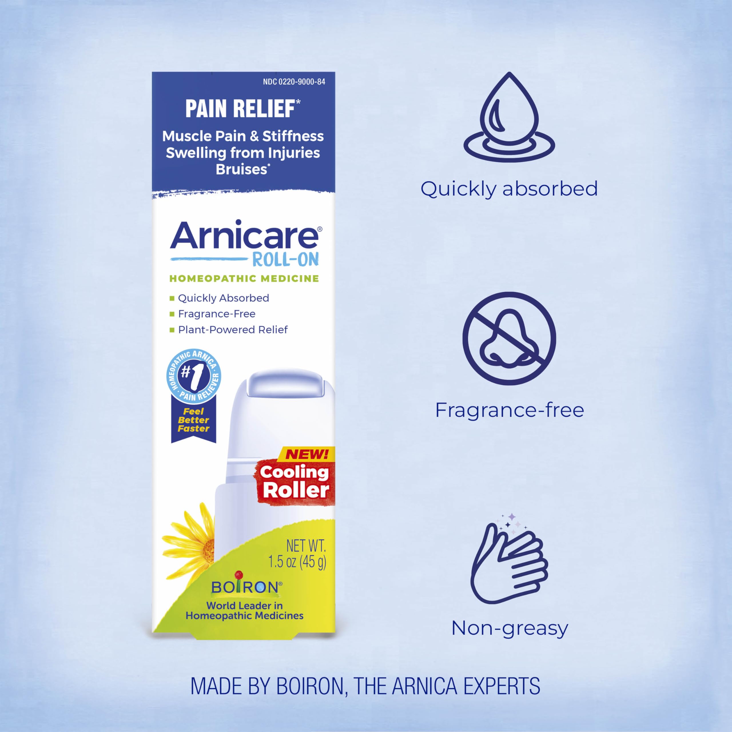 Formule Arnicare Roll-On sans parfum adressant une ecchymose mineure.