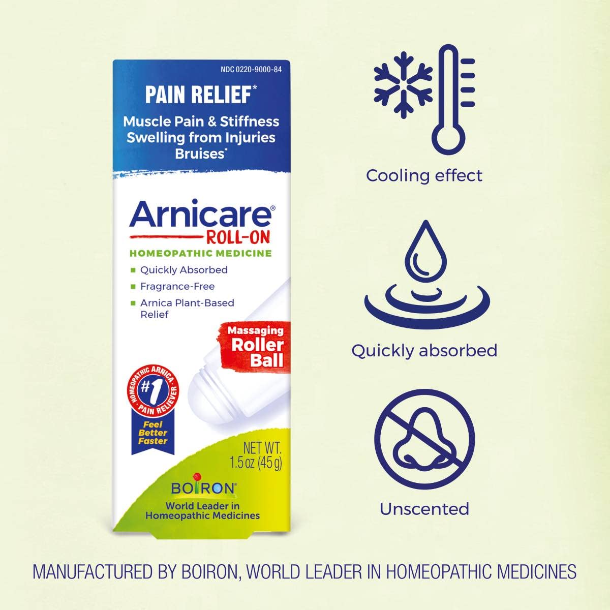 Boiron Arnicare Roll-On Gel utilisé après effort, soulagement des douleurs musculaires.