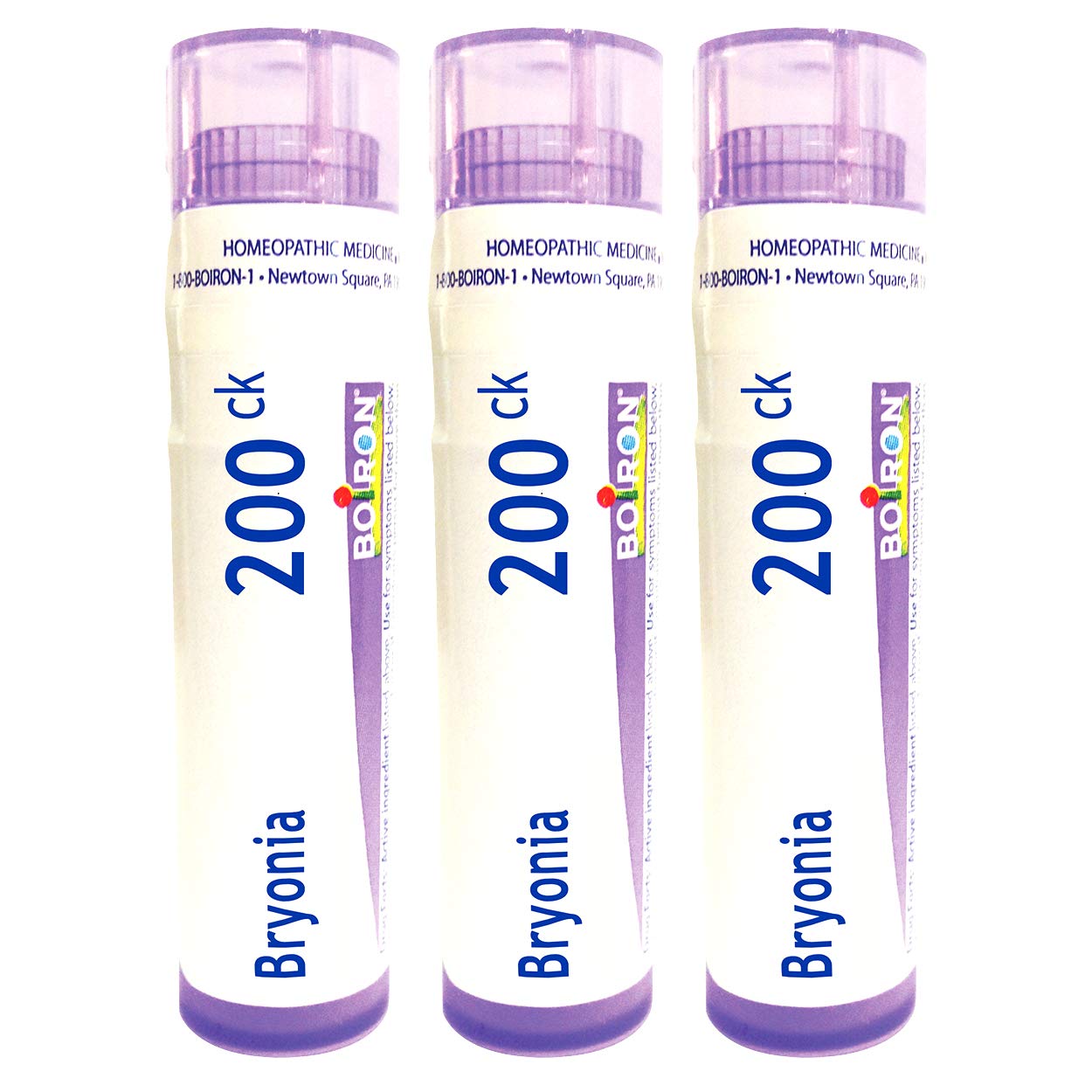 Boiron Bryonia Alba 200CK pellets dans un tube, faciles à prendre au quotidien.