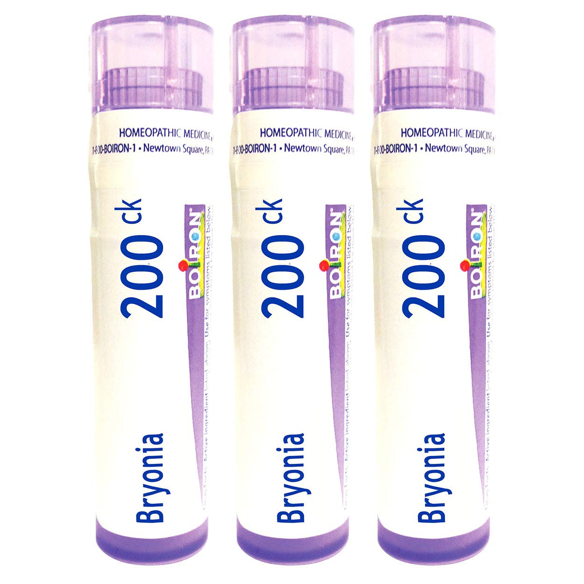 Boiron Bryonia Alba 200CK pellets dans un tube, faciles à prendre au quotidien.