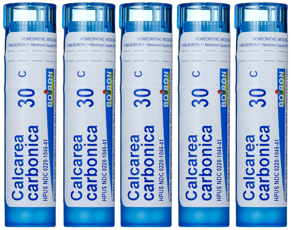 Boiron Calcarea Carbonica 30C granules dans un tube de 80, usage pratique.