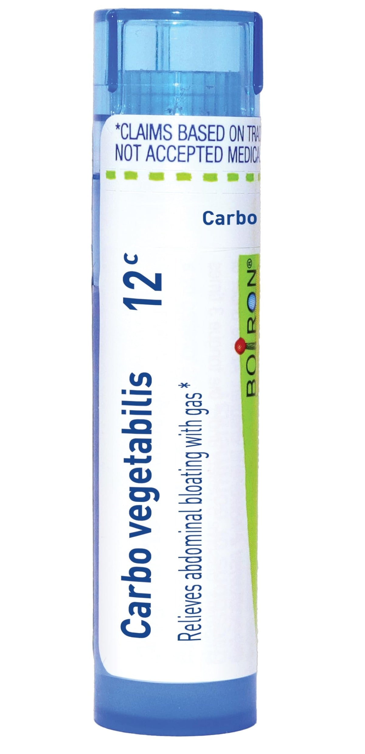 Boiron Carbo Vegetabilis, bouteille de pellets prête à l'emploi et pratique en déplacement.