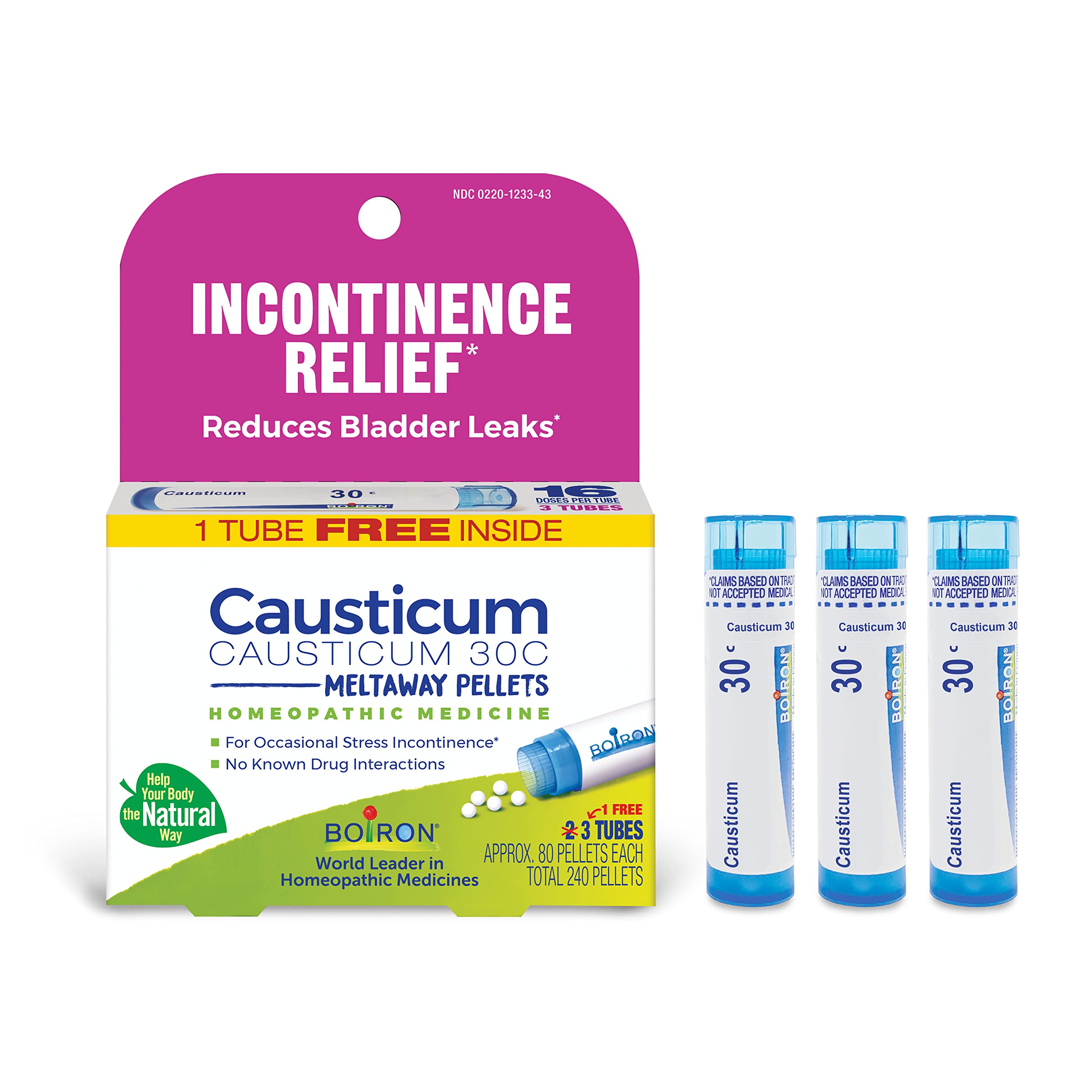 Boiron Causticum 30C en tubes pratiques, dosage portable pour déplacement.