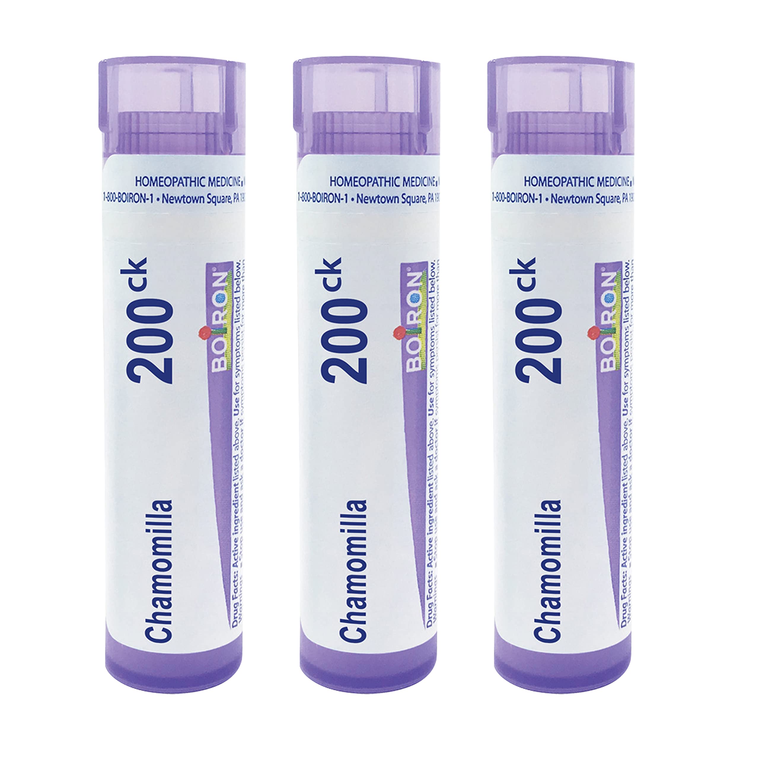 Boiron Chamomilla 200CK: pellets fondent sous la langue, prise discrète et rapide.