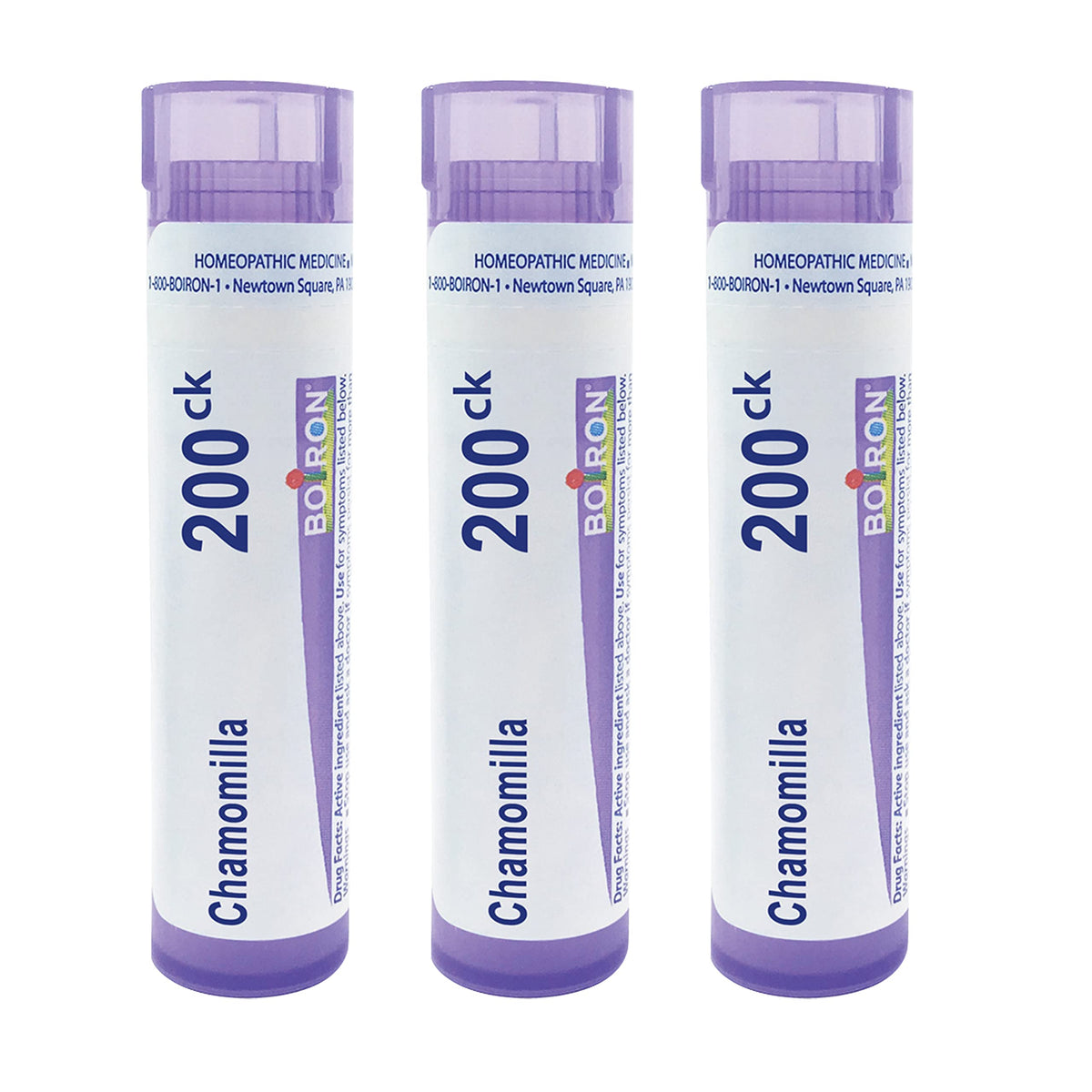 Boiron Chamomilla 200CK: pellets fondent sous la langue, prise discrète et rapide.