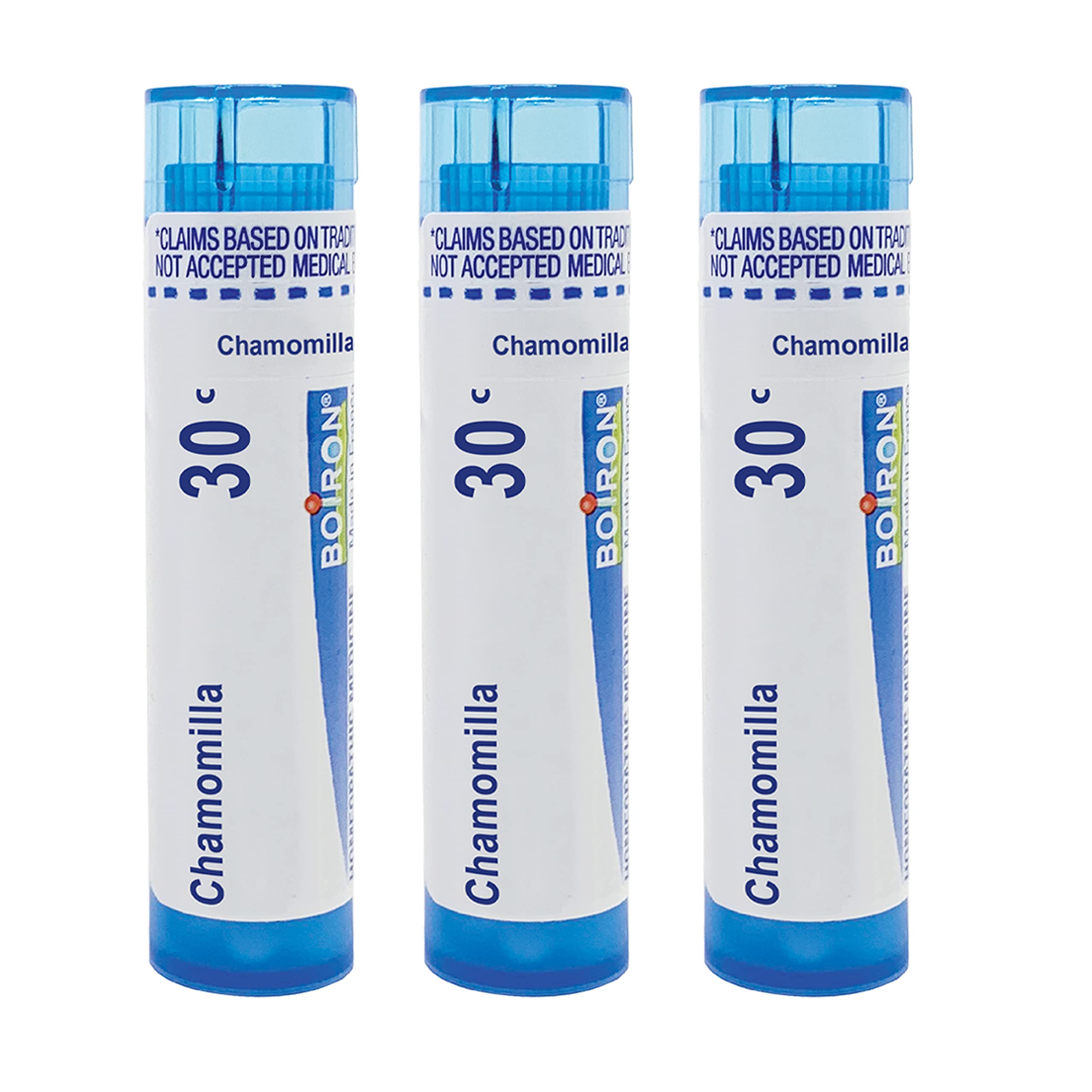 Boiron Chamomilla 30C, pellets en tube, pratique en déplacement pour irritabilité potentielle.