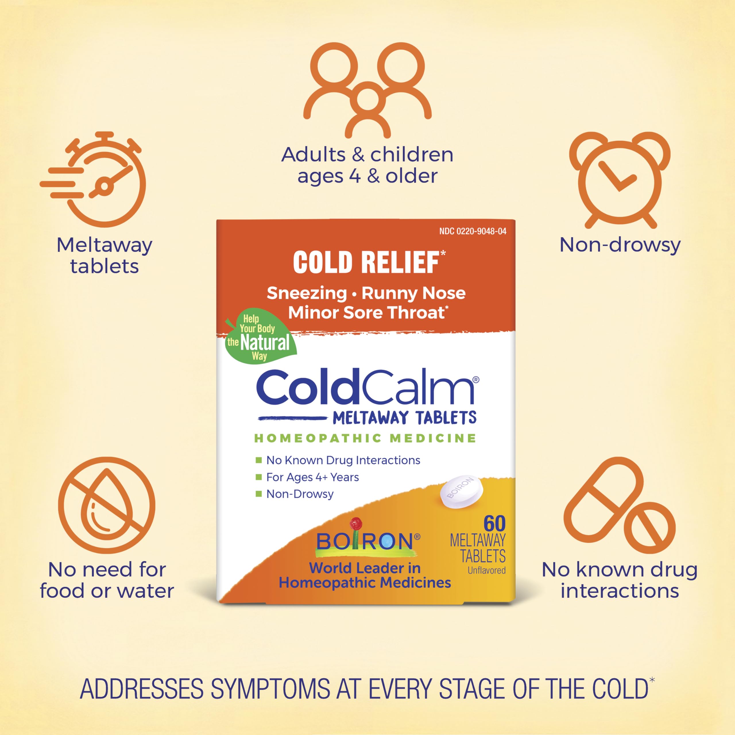 Boiron ColdCalm – tablettes fondantes faciles à prendre en voyage.