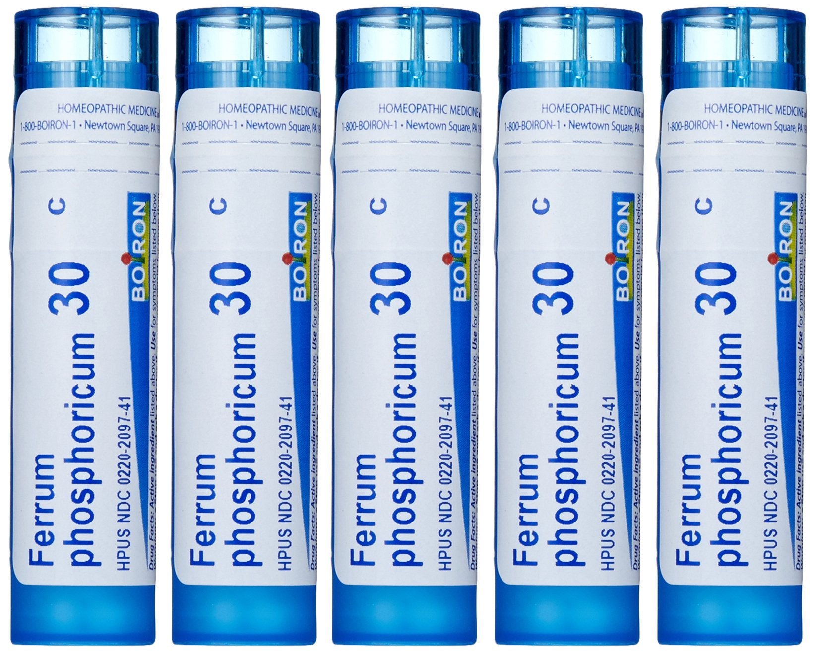 Boiron Ferrum Phosphoricum 30C dans sa boîte prête à l’emploi, simple à ranger.