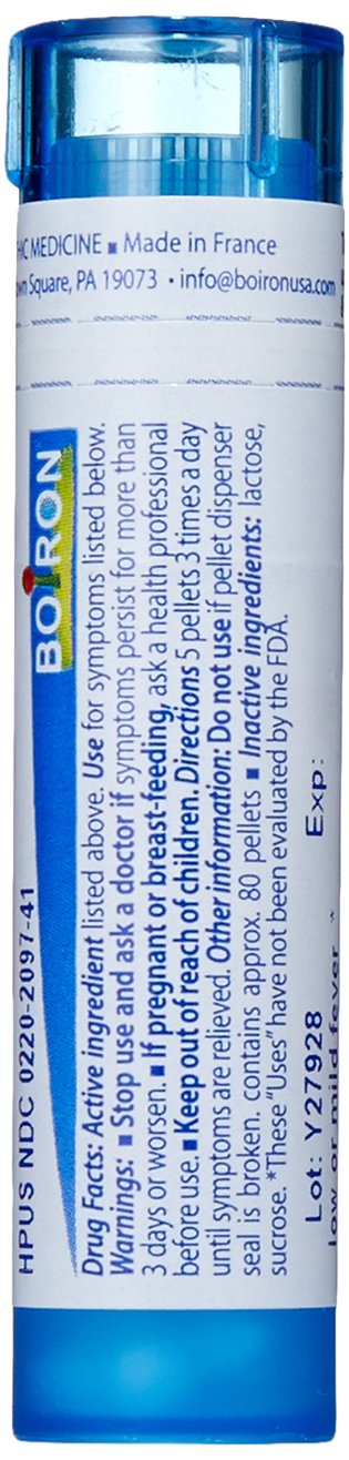 Pellets Boiron Ferrum Phosphoricum 30C, dissolution rapide sous la langue.