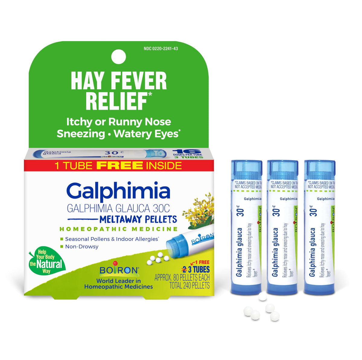 Boiron Galphimia Glauca, tube pellets: usage rapide et pratique sans eau.