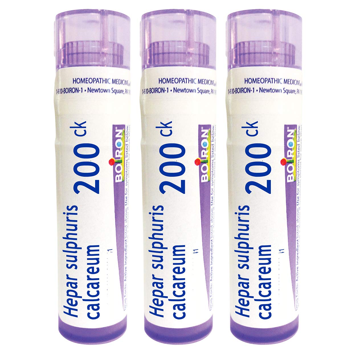 Boiron Hepar Sulphuris Calcareum 200CK dans un tube multidose pour toux sèche.