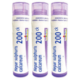 Boiron Hepar Sulphuris Calcareum 200CK dans un tube multidose pour toux sèche.