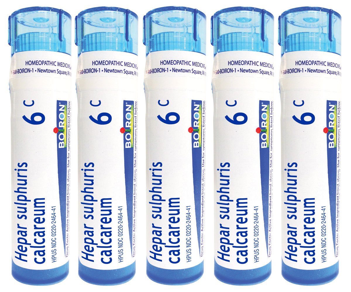 Boiron Hepar Sulphuris Calcareum 6C – toux, pellets à dissolution rapide.