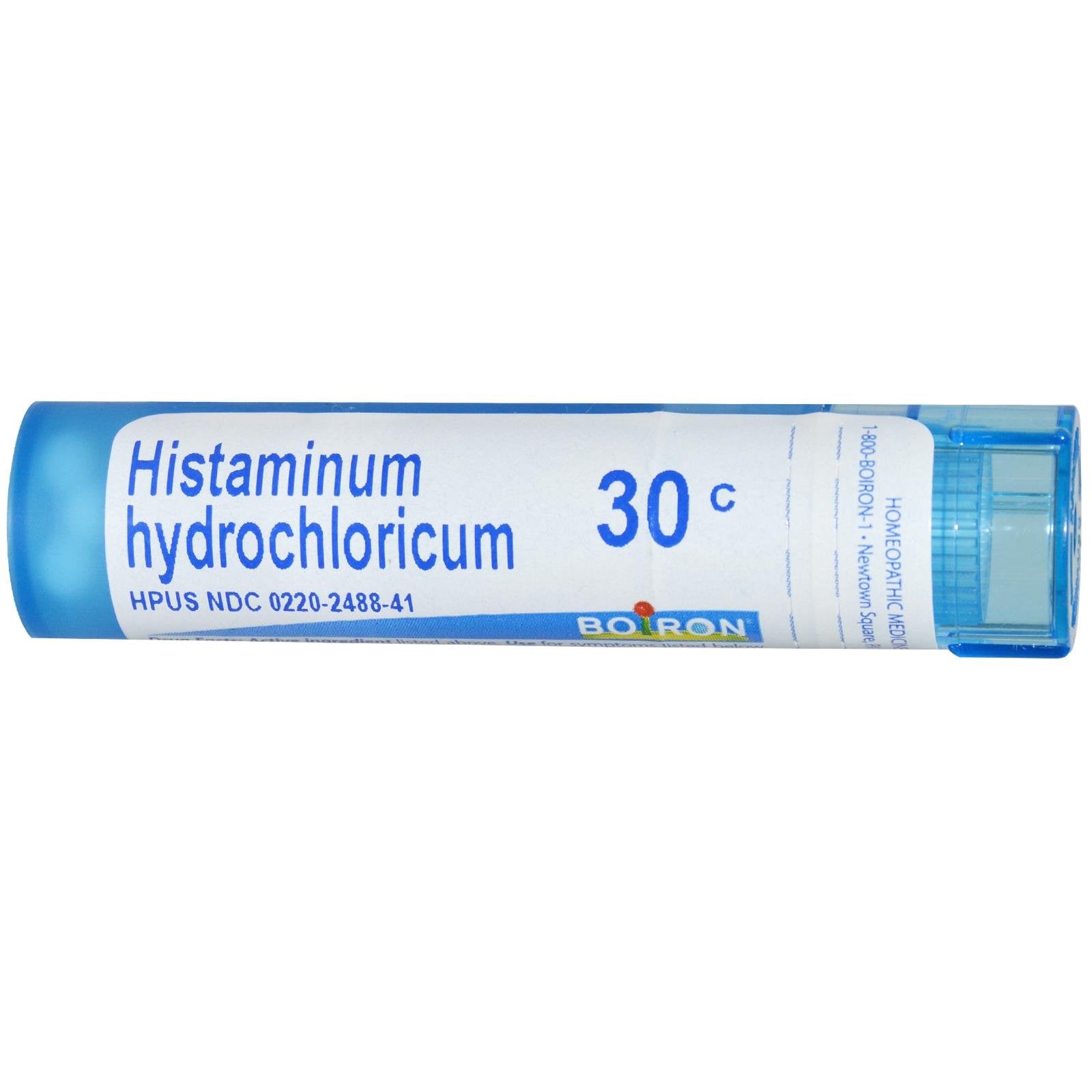 Boiron Histaminum Hydrochloricum, bouteille de granules pour les premiers signes d'allergie.