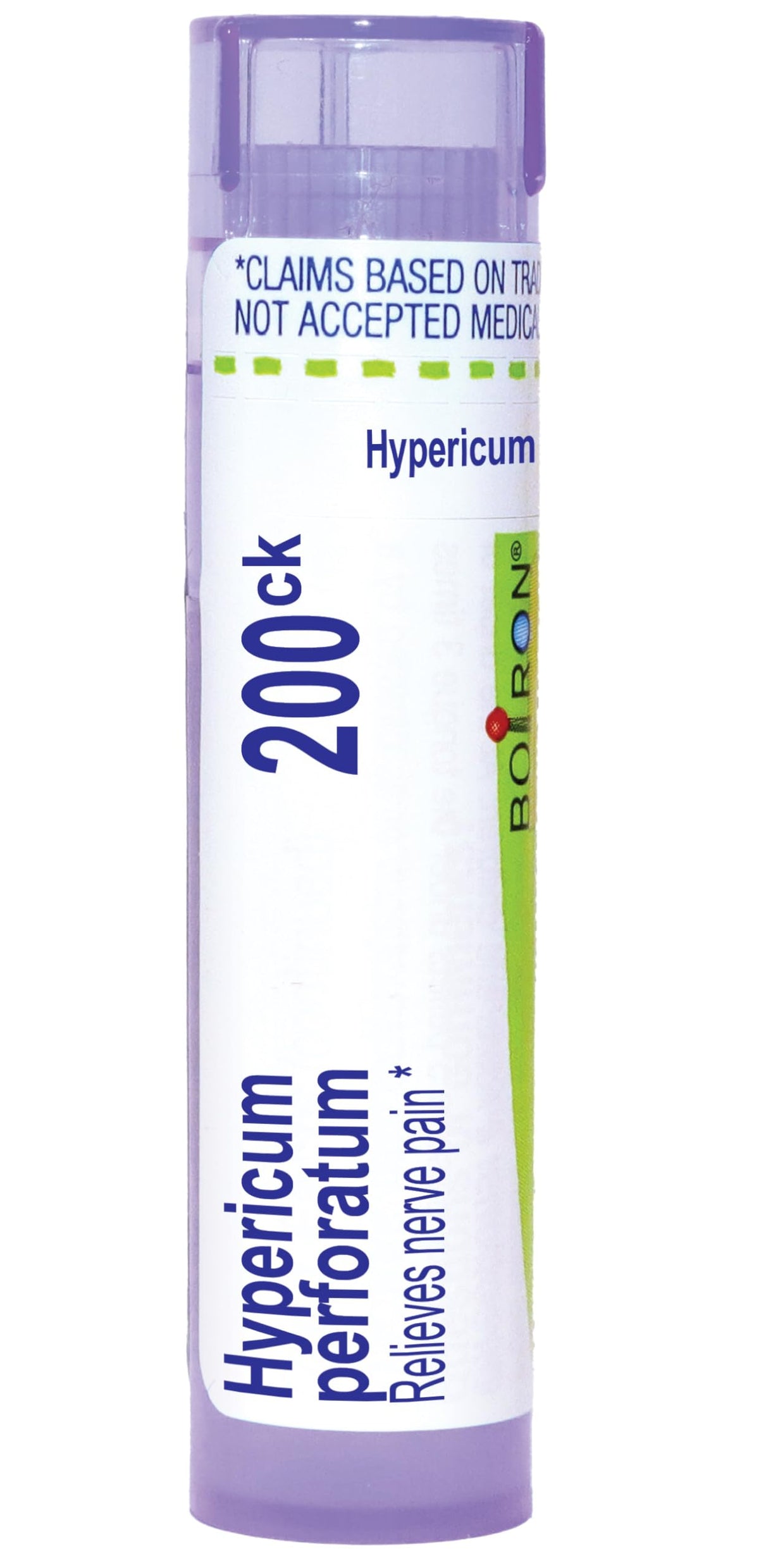 Boiron Hypericum Perforatum 200CK pellets en bouche, pratique en déplacement.