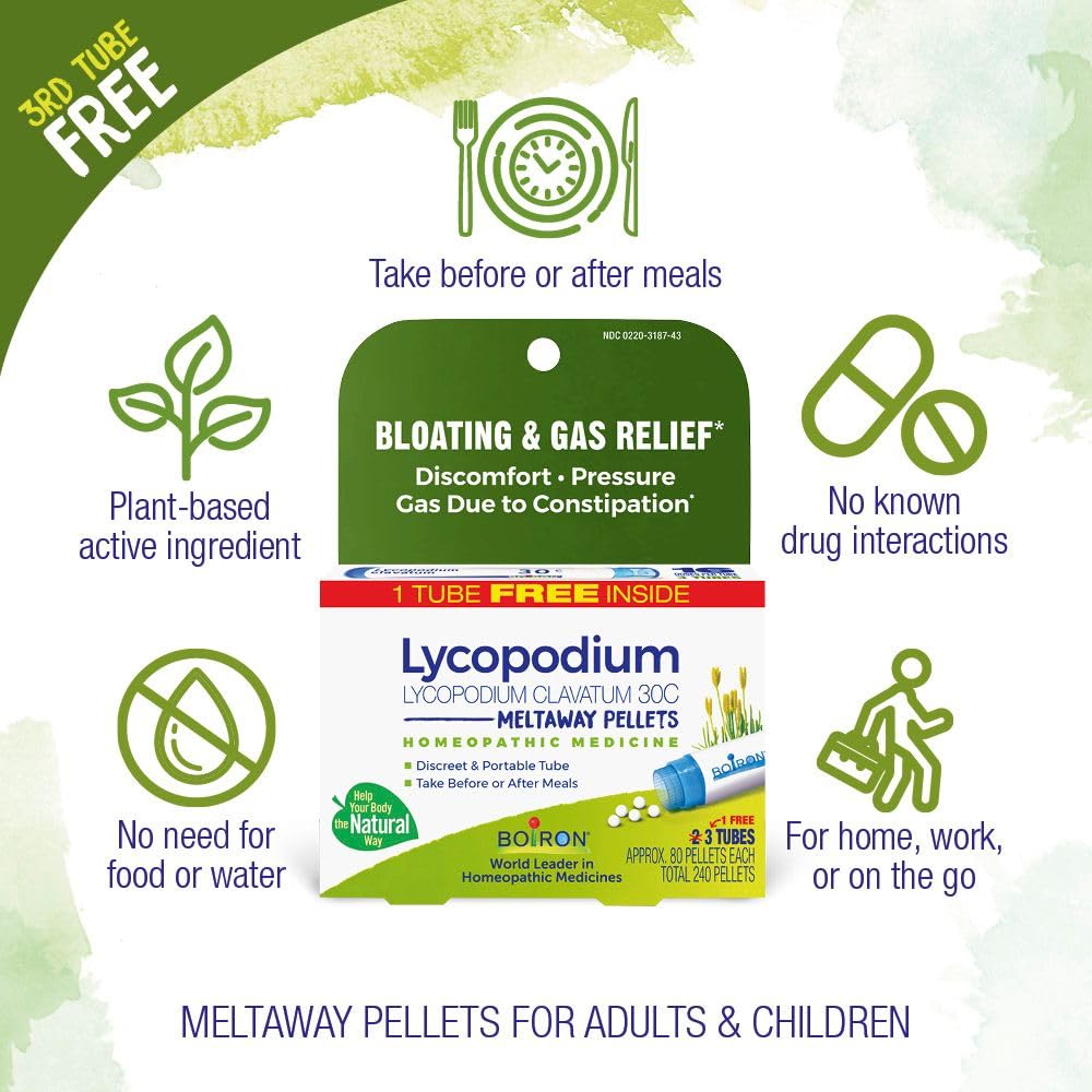 Pack triple tubes Boiron Lycopodium Clavatum 30C pour mobilité.