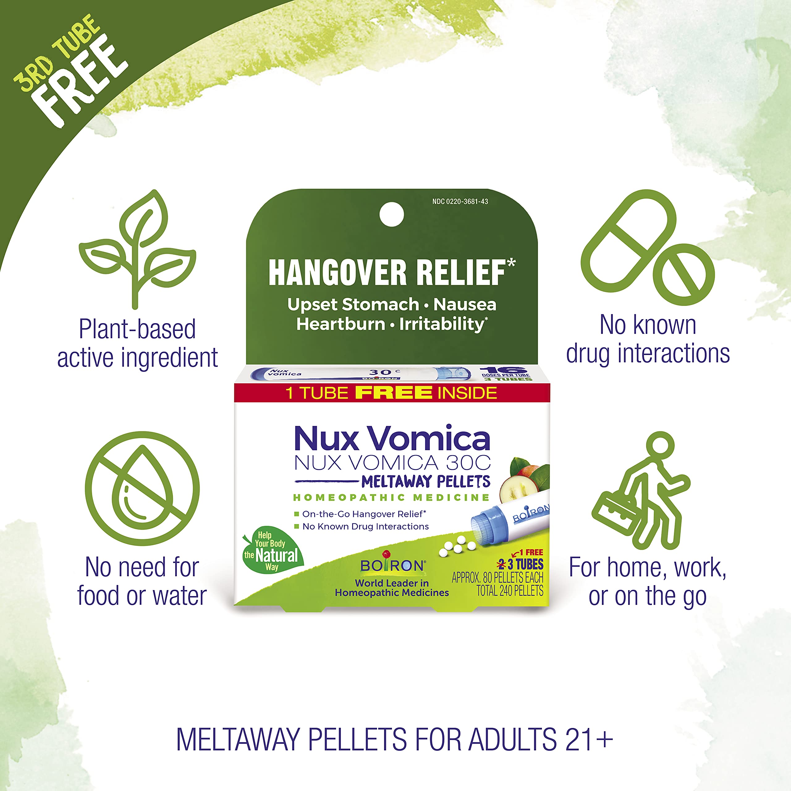 Boiron Nux Vomica : pellets à dissolution rapide et prise aisée.