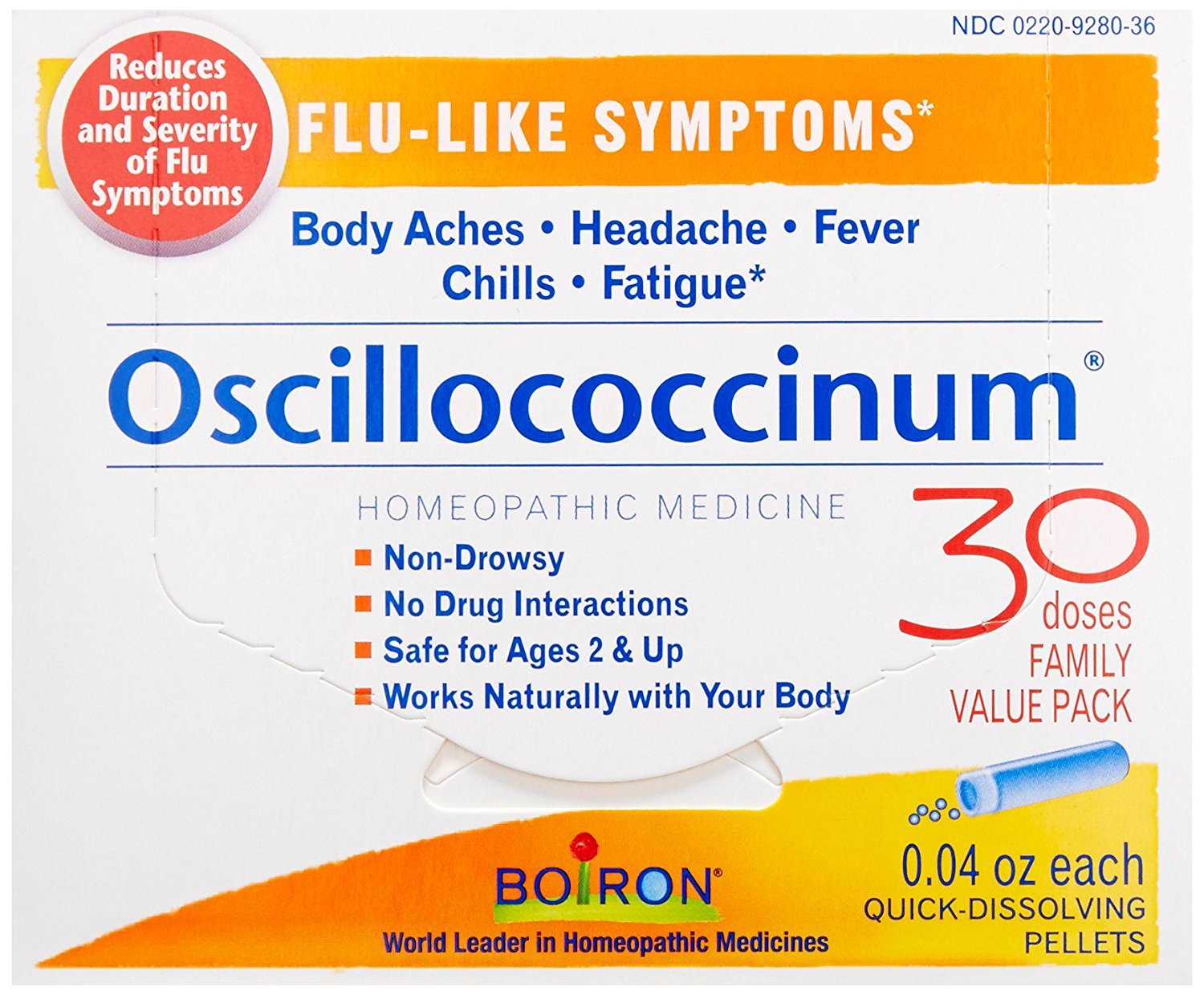 Boiron Oscillococcinum, flacon-doses, pratique pour soulager temporairement les symptômes grippaux.