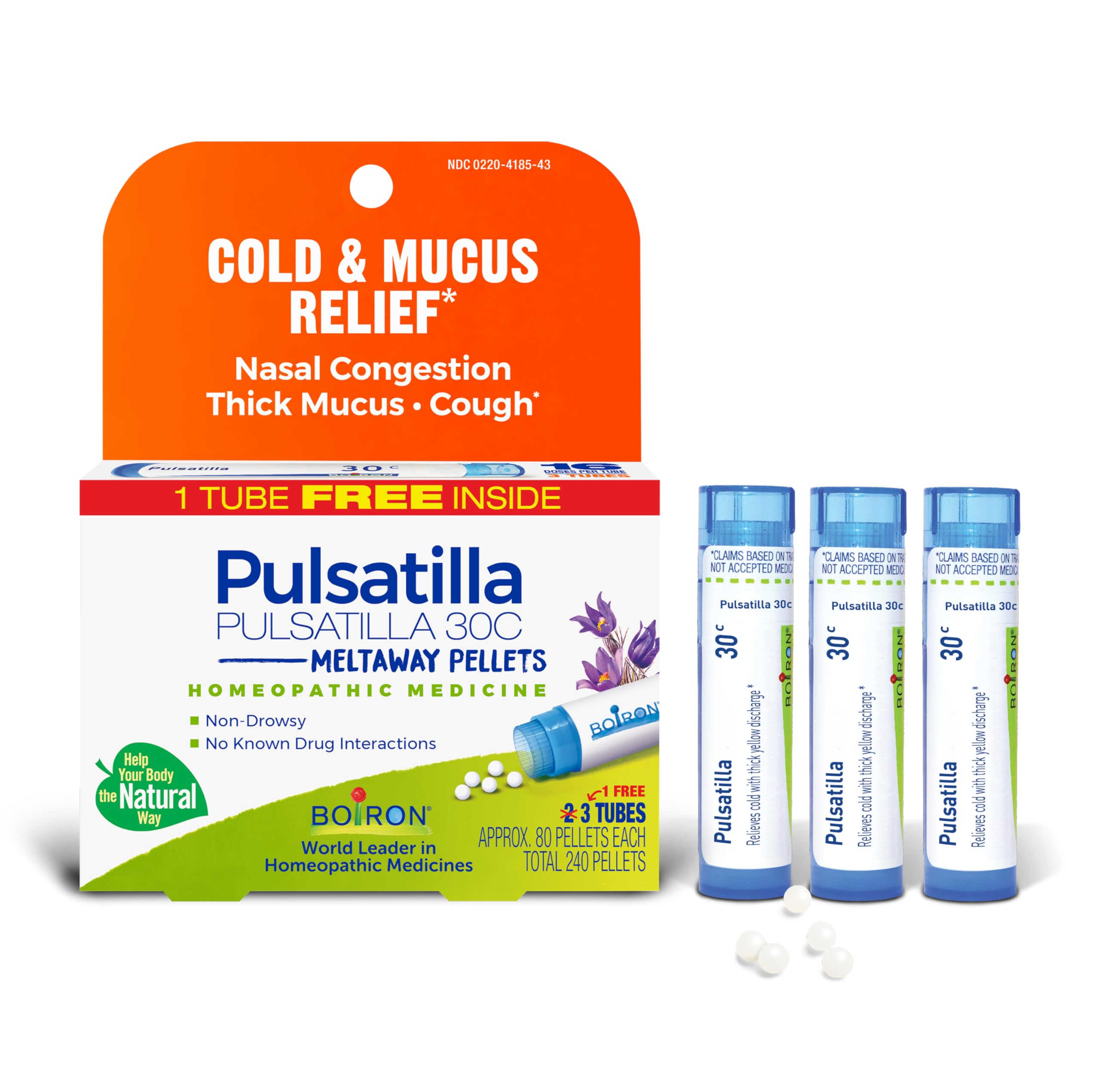 Boiron Pulsatilla 30C pellets sous-langue qui se dissolvent facilement, soulagement ciblé