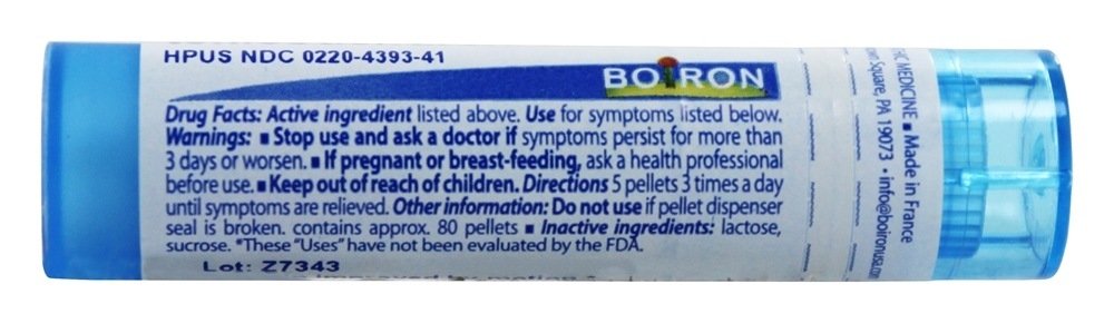 Boiron Rhus Toxicodendron, emballage boîté, pratique pour votre pharmacie domestique.