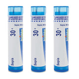 Boiron Sepia 30C: granules sous-langue fondent rapidement pour un usage discret.